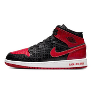 Air Jordan 1 Mid Black Red Bred GS