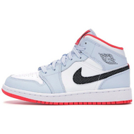 Air Jordan 1 Mid Half Blue Polka Dot Swoosh GS