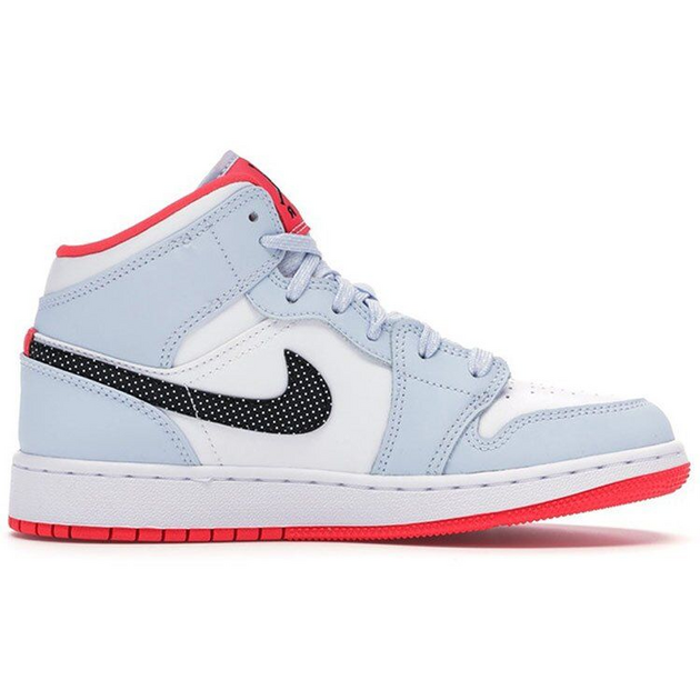 Air Jordan 1 Mid Half Blue Polka Dot Swoosh GS