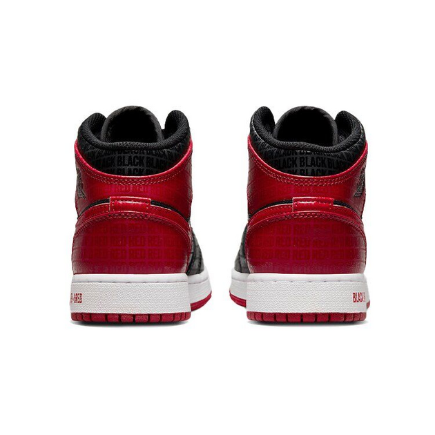 Air Jordan 1 Mid Black Red Bred GS