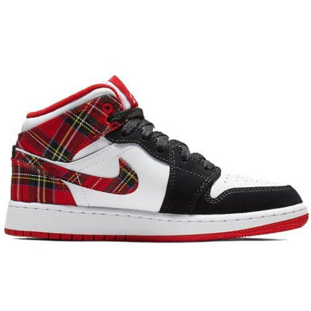 Air Jordan 1 Mid White Plaid GS