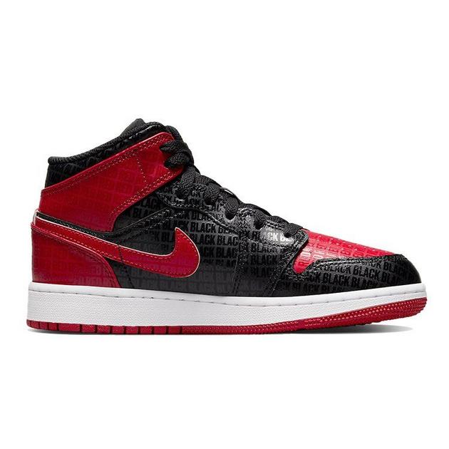 Air Jordan 1 Mid Black Red Bred GS