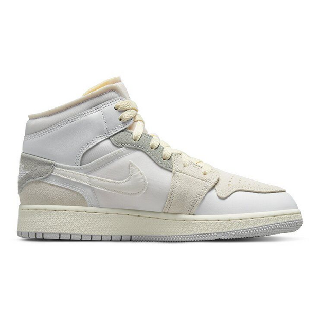 Air Jordan 1 Mid Se Craft White and Phantom GS